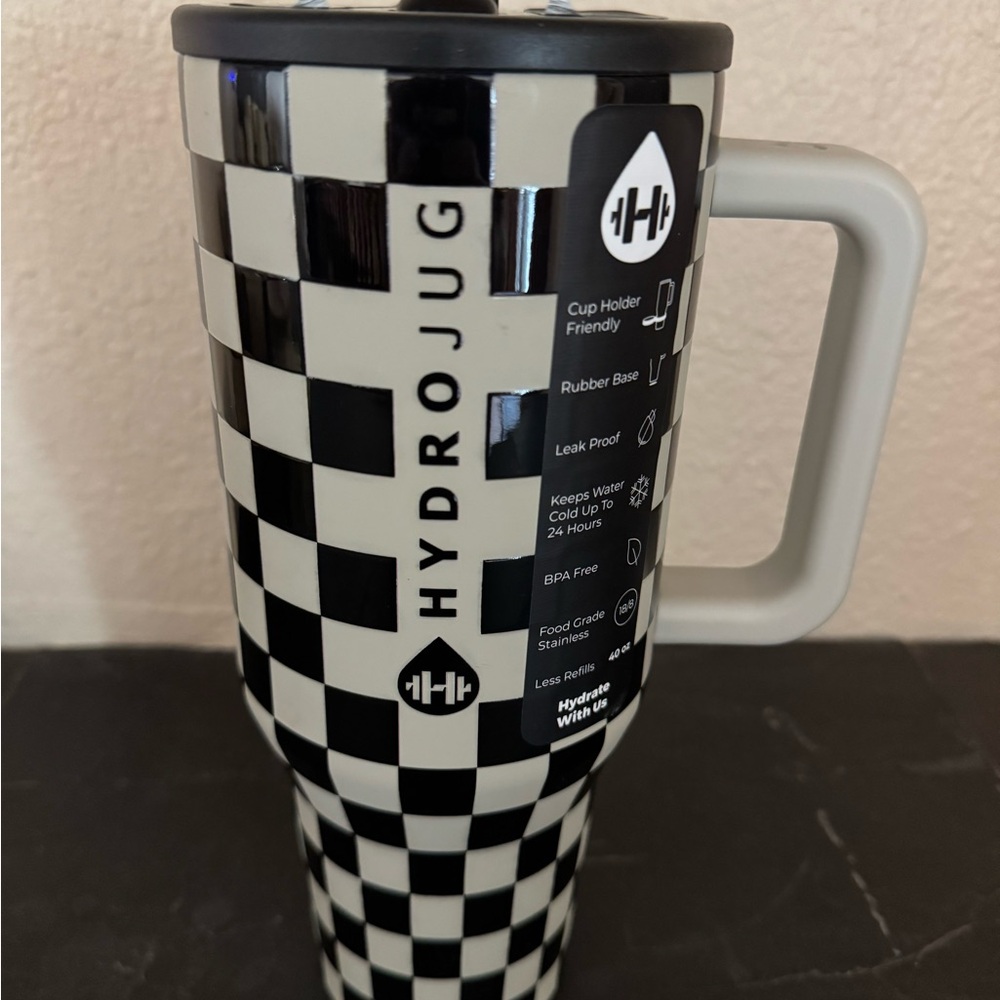 HydroJug Checkered Black and White Tumbler